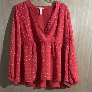 Matilda Jane Red Ruffled Long Sleeve Blouse